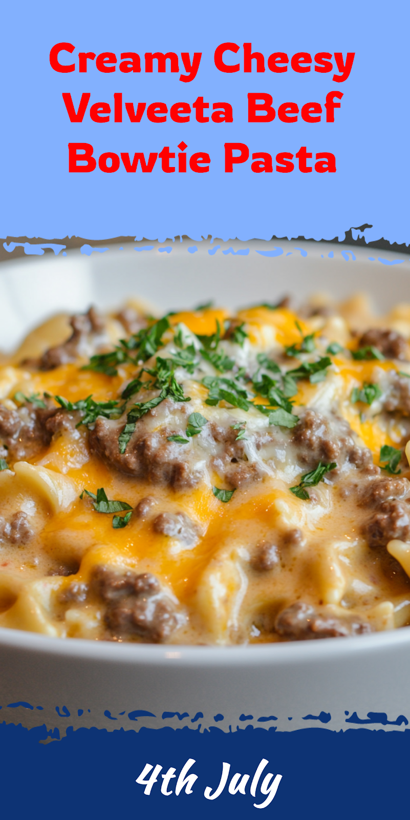 Creamy Velveeta Beef Bowtie Pasta