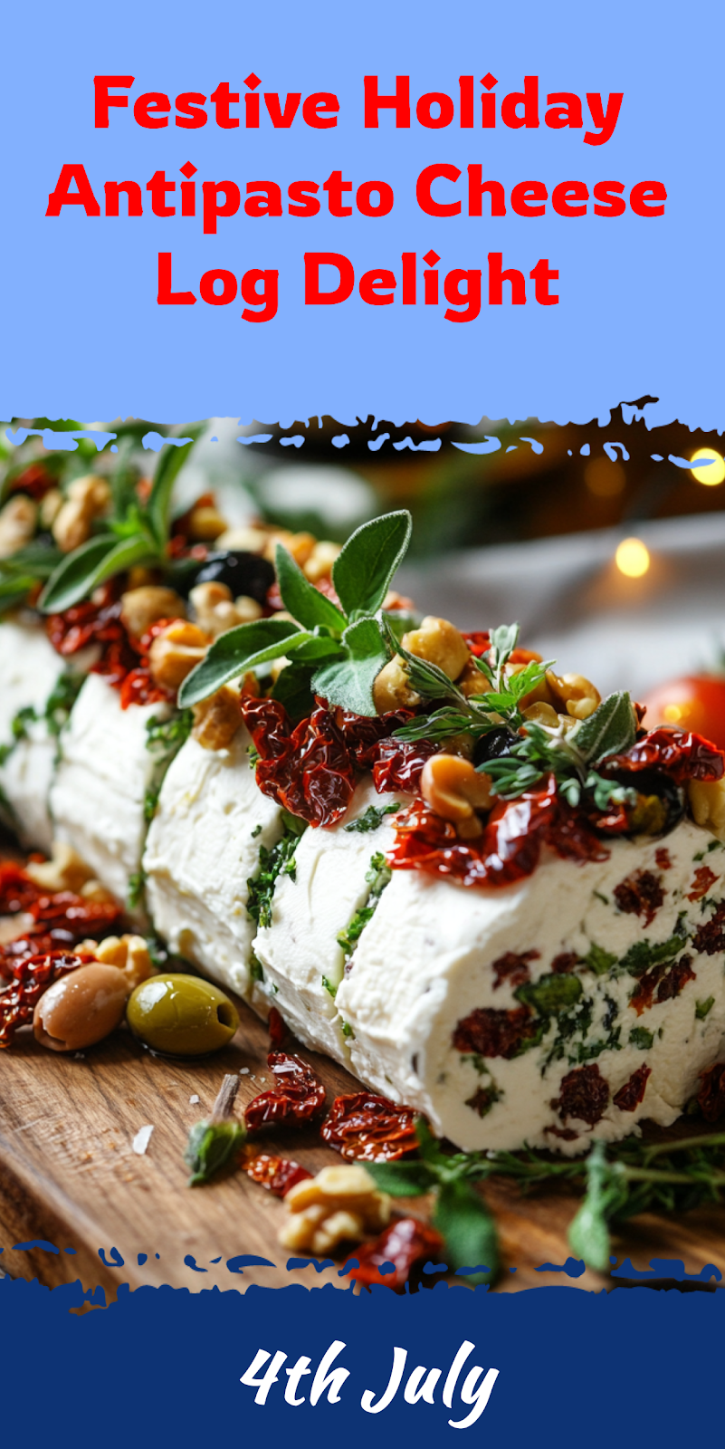 Festive Holiday Antipasto Cheese Log