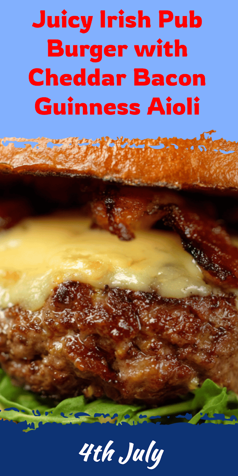 Irish Pub Burger with Cheddar Bacon Guinness Aioli