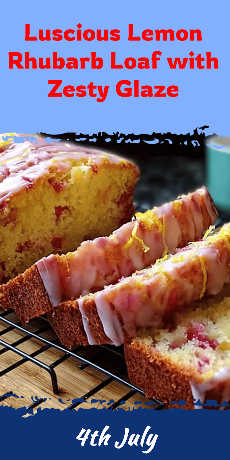 Lemon Rhubarb Loaf with Zesty Glaze