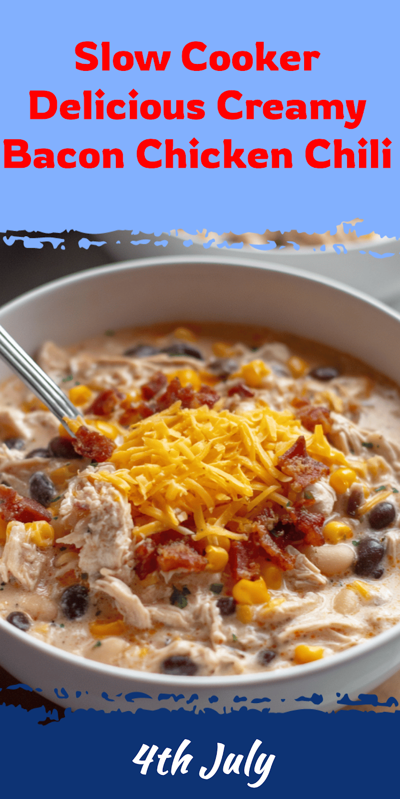 Slow Cooker Creamy Bacon White Chicken Chili