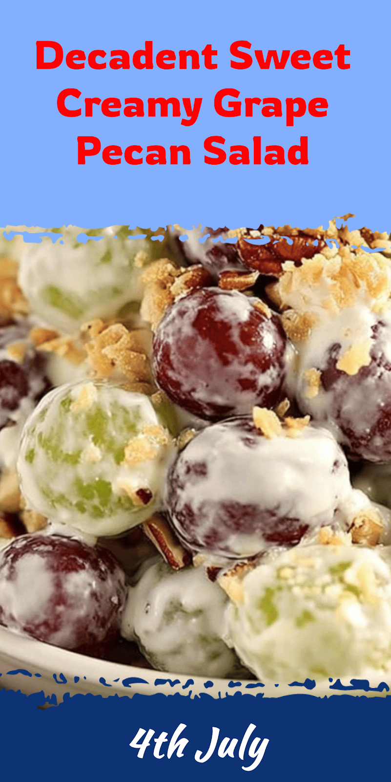 Sweet Creamy Grape Salad with Pecans