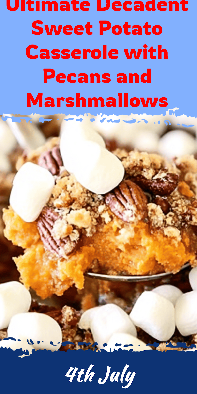 Sweet Potato Casserole with Pecans and Marshmallows